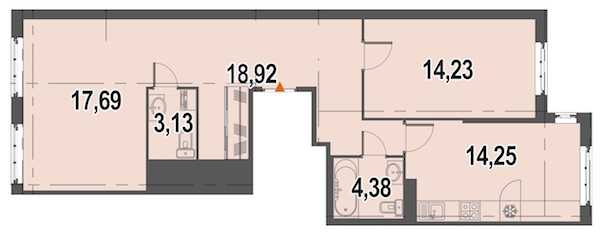 Двухкомнатная квартира в Инвестторг: площадь 72.4 м2 , этаж: 2 – купить в Санкт-Петербурге